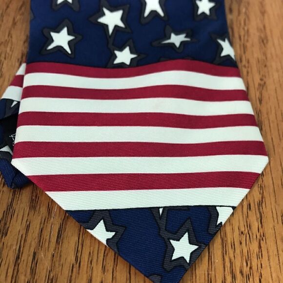 Carter & Holmes American Flag Tie Stars & Stripes 💯% Silk EUC - Picture 3 of 5